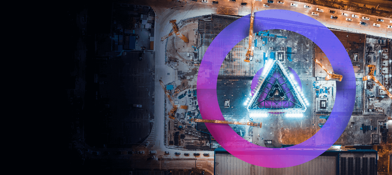 city overview of a construction site with cora lens