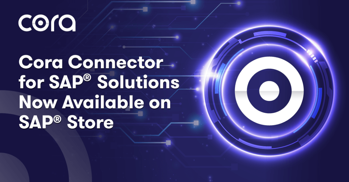 Cora Connecter SAP Announcement on a navy background